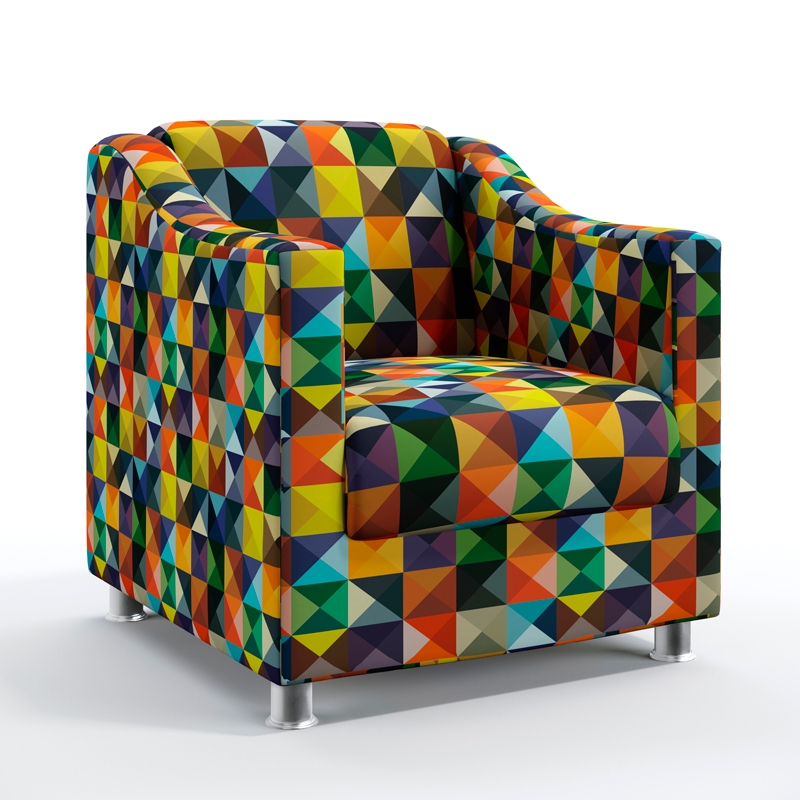 Poltrona Decorativa Alya Sued Estampado Colorido Aradecor