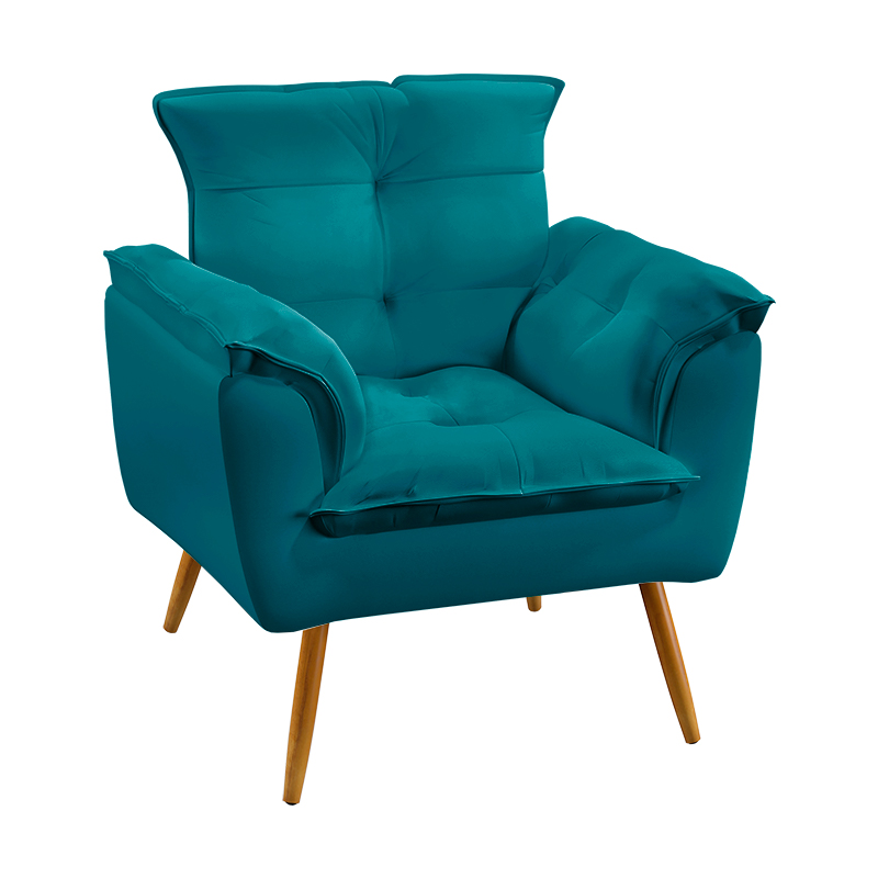 Poltrona Decorativa Beta Sued Azul Turquesa Aradecor