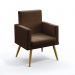Poltrona Decorativa Estofada Vega Com Roda Pé Para Sala de Estar Couro Artificial Marrom Aradecor