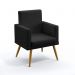 Poltrona Decorativa Estofada Vega Com Roda Pé Para Sala de Estar Couro Artificial Preto Aradecor