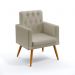 Poltrona Decorativa Vega Com Rodapé e Capitonê Couro Artificial Bege Aradecor