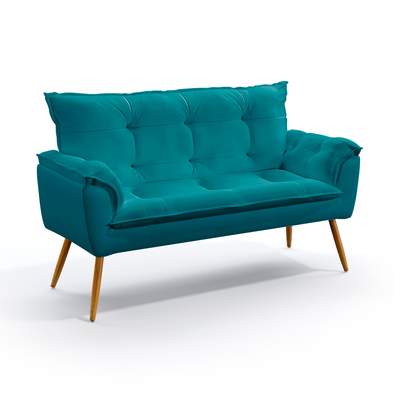 Poltrona Namoradeira Beta Suede Azul Turquesa Aradecor