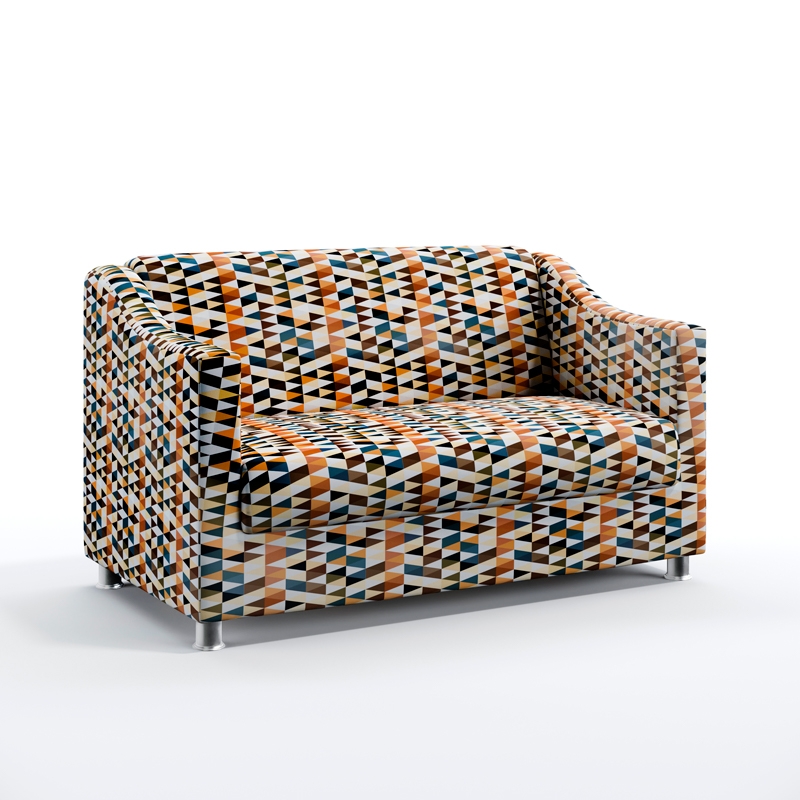 Poltrona Namoradeira Decorativa Alya Sued Estampado Laranja Aradecor