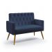 Poltrona Namoradeira Decorativa Vega Com Rodapé E Botões Capitonê Sued Azul Marinho Aradecor