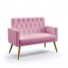 Poltrona Namoradeira Decorativa Vega Com Rodapé E Botões Capitonê Sued Rosê Aradecor