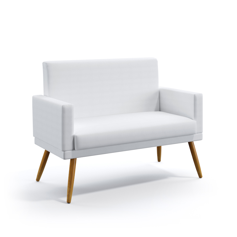 Poltrona Namoradeira Vega Com Rodapé Couro Artificial Branco Aradecor