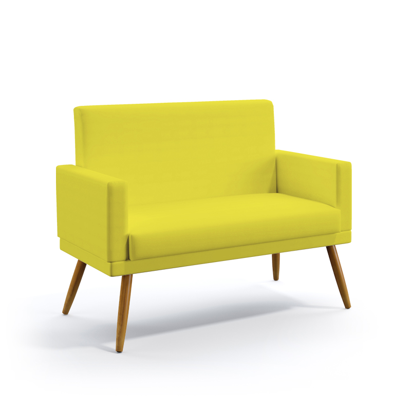 Poltrona Namoradeira Vega Com Rodapé Sued Amarelo Aradecor