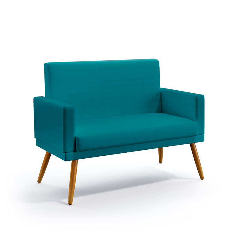Poltrona Namoradeira Vega Com Rodapé Sued Azul Turquesa Aradecor