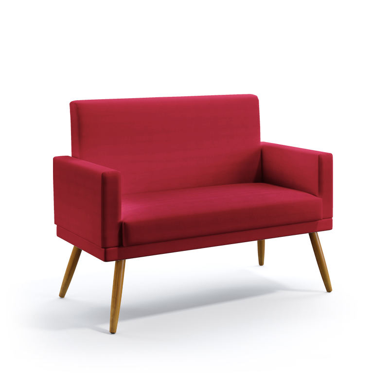Poltrona Namoradeira Vega Com Rodapé Sued Vermelho Aradecor