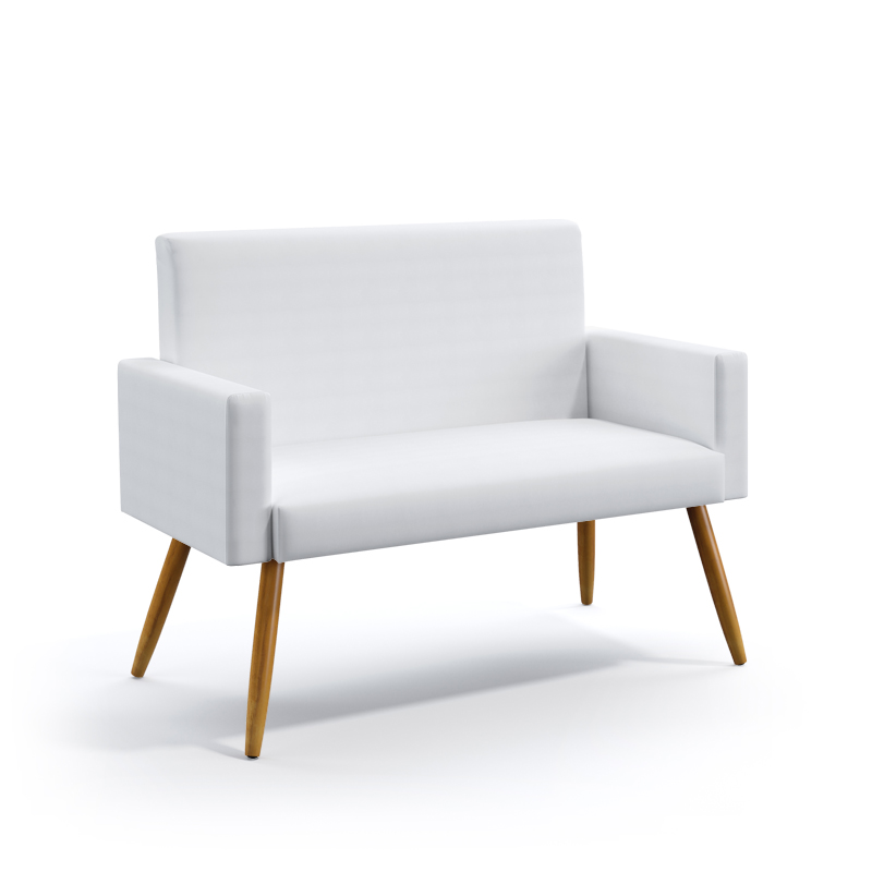 Poltrona Namoradeira Vega Couro Artificial Branco Aradecor