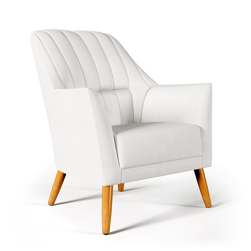 Poltrona Orion Bordada Courino Branco Aradecor