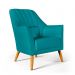 Poltrona Orion Bordada Suede Azul Turquesa Aradecor