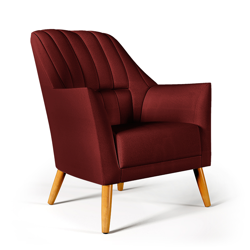 Poltrona Orion Bordada Suede Bordô Aradecor