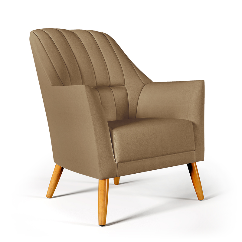 Poltrona Orion Bordada Suede Capuccino Aradecor