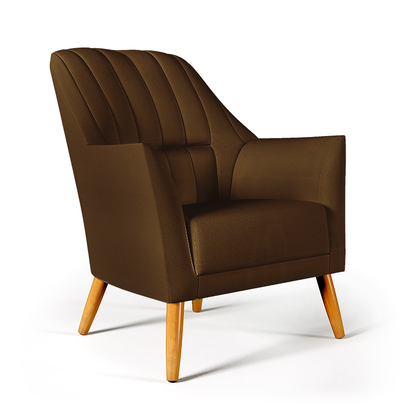 Poltrona Orion Bordada Suede Marrom Aradecor