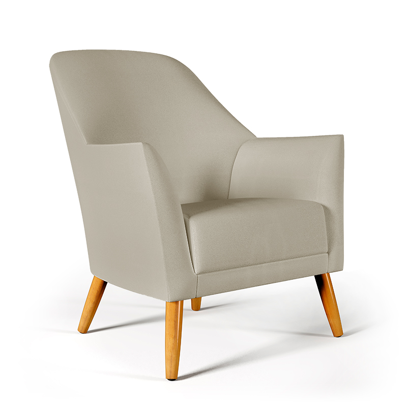 Poltrona Orion Couro Artificial Bege Aradecor