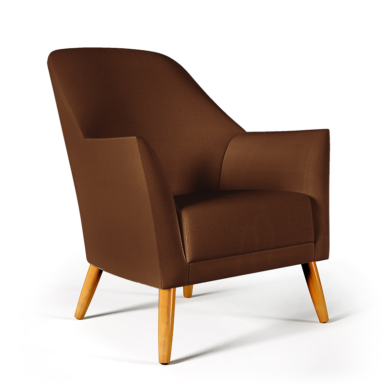 Poltrona Orion Couro Artificial Marrom Aradecor
