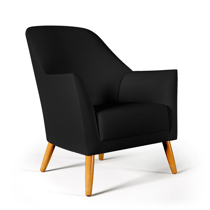 Poltrona Orion Couro Artificial Preto Aradecor
