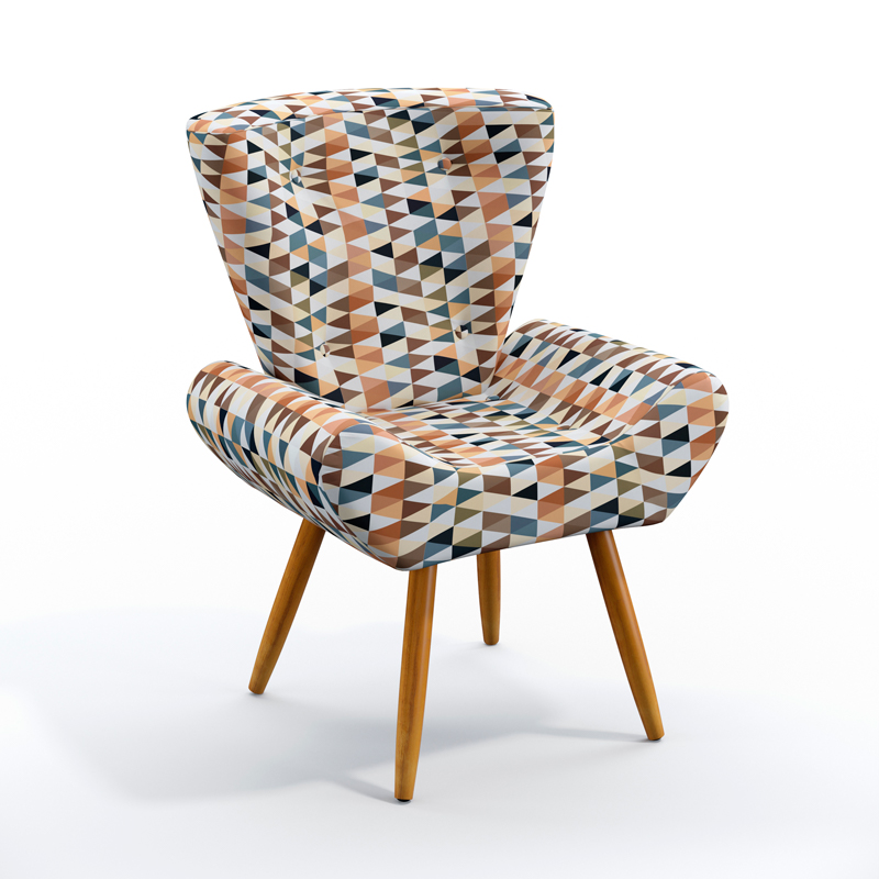 Poltrona Polaris Suede Estampado Laranja Aradecor