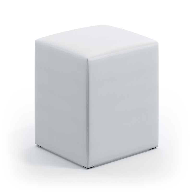 Puff Estofado Decorativo Izar Para Sala de Estar Couro Artificial Branco Aradecor