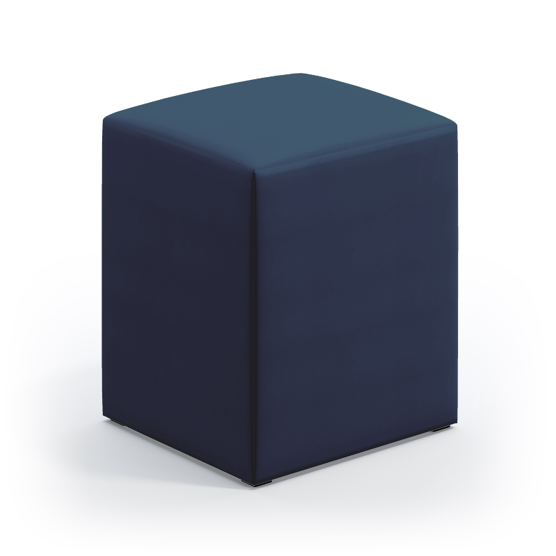 Puff Estofado Decorativo Izar Para Sala de Estar Sued Azul Marinho Aradecor