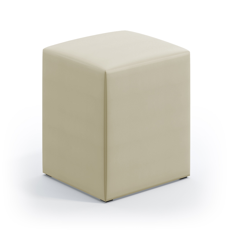 Puff Estofado Decorativo Izar Para Sala de Estar Sued Bege Aradecor