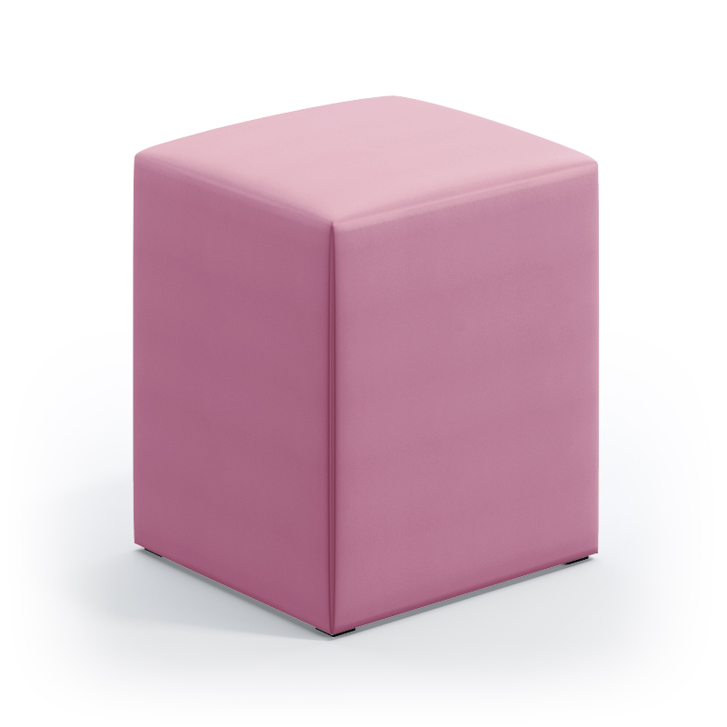 Puff Estofado Decorativo Izar Para Sala de Estar Sued Rosê Aradecor