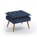 Puff Estofado Decorativo Lunar Para Sala de Estar Sued Azul Marinho Aradecor