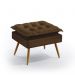 Puff Estofado Decorativo Lunar Para Sala de Estar Sued Marrom Aradecor