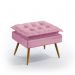 Puff Estofado Decorativo Lunar Para Sala de Estar Sued Rosê Aradecor