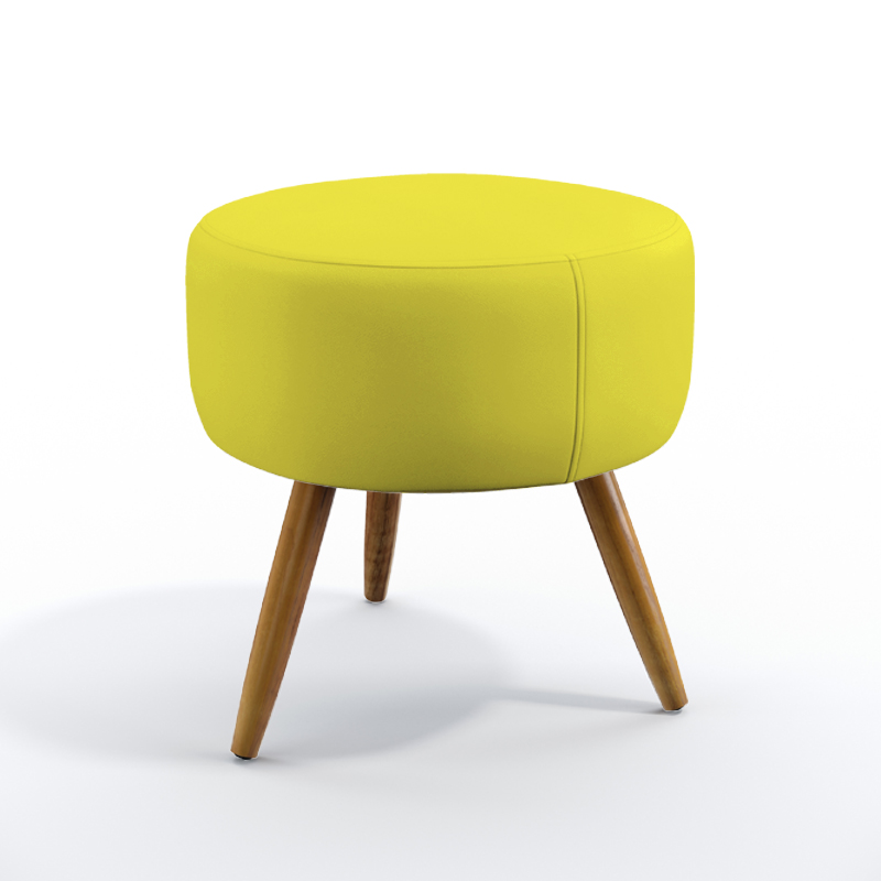 Puff Estofado Decorativo Solar Para Sala de Estar Sued Amarelo Aradecor