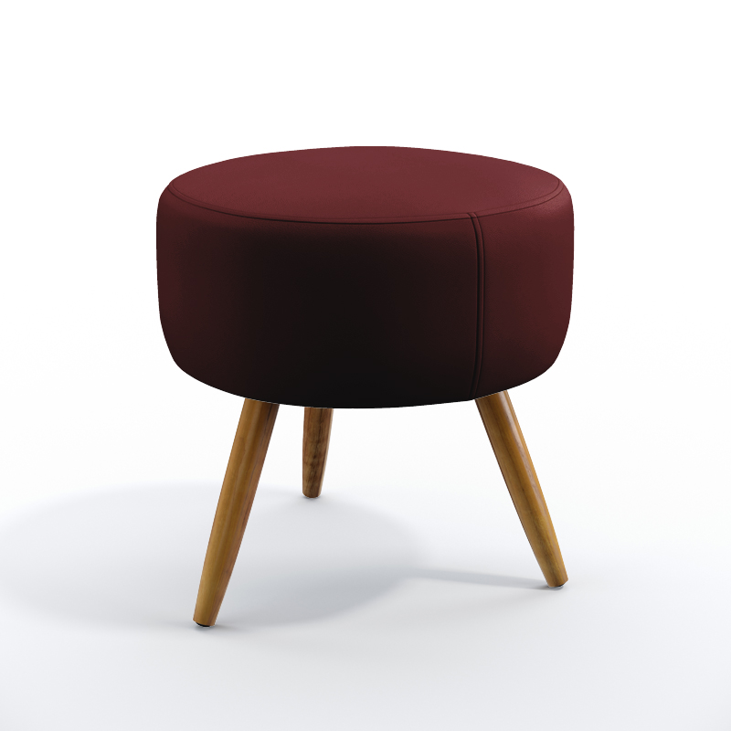 Puff Estofado Decorativo Solar Para Sala de Estar Sued Bordô Aradecor