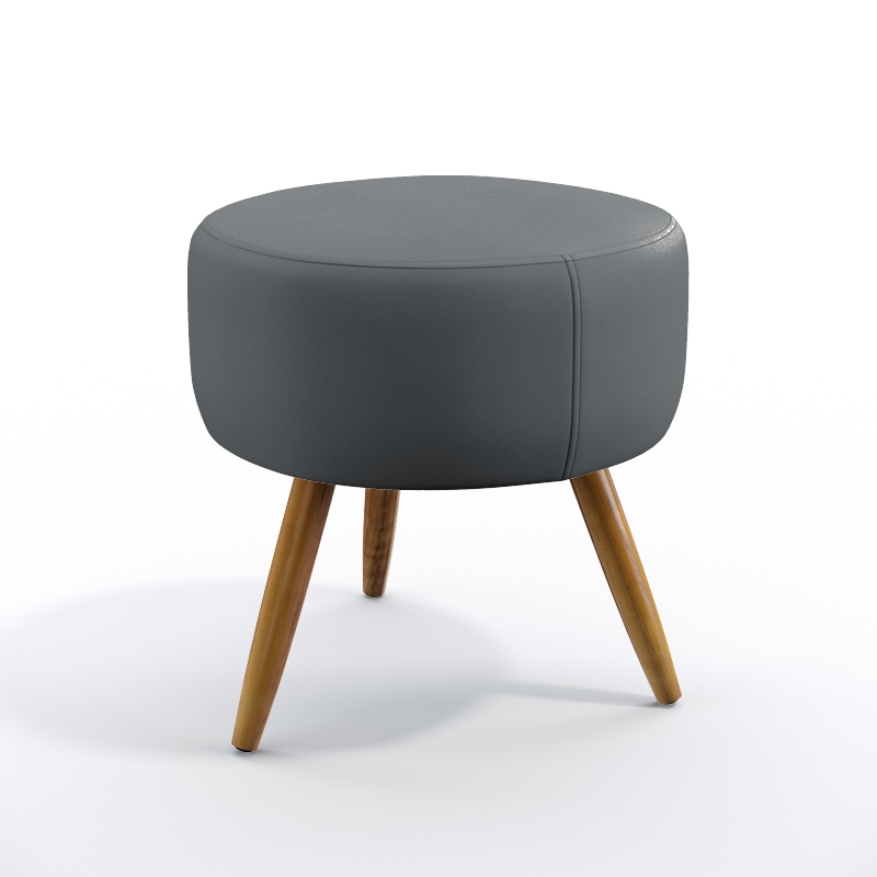 Puff Estofado Decorativo Solar Para Sala de Estar Sued Cinza Aradecor
