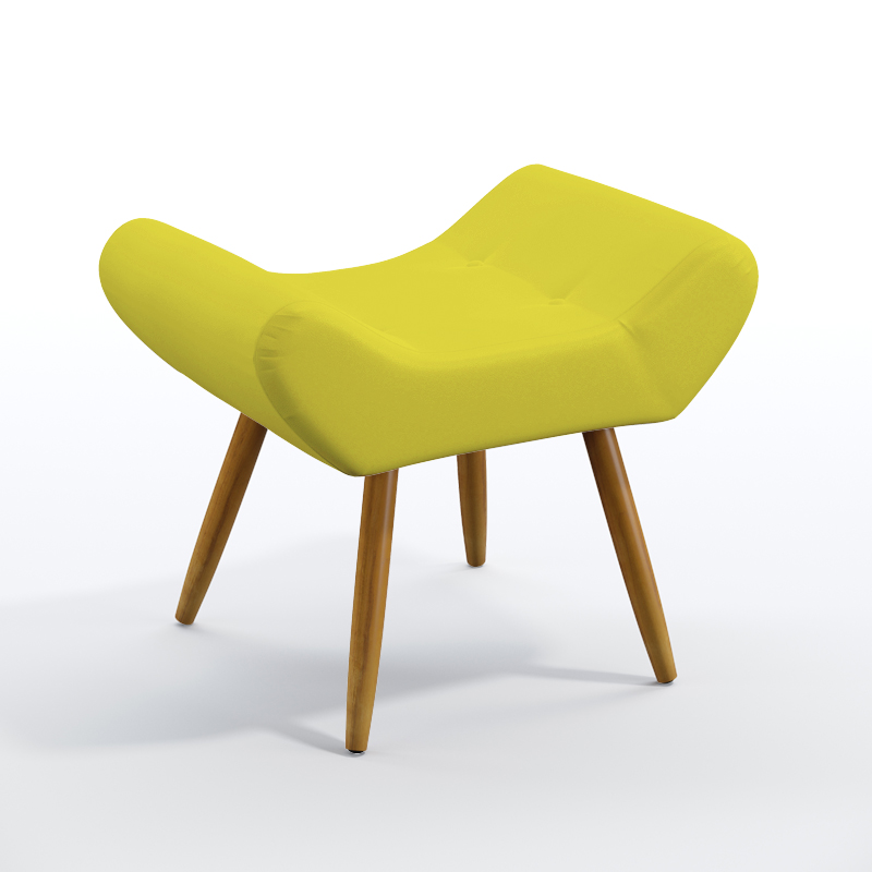 Puff Estofado Polar Para Sala de Estar Sued Amarelo Aradecor
