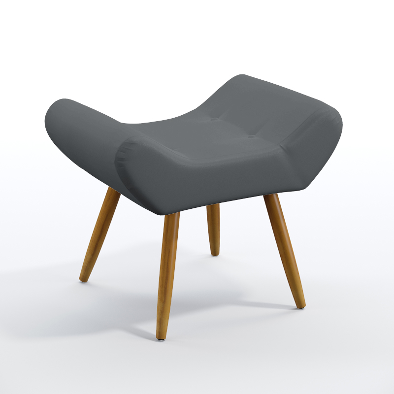 Puff Estofado Polar Para Sala de Estar Sued Cinza Aradecor