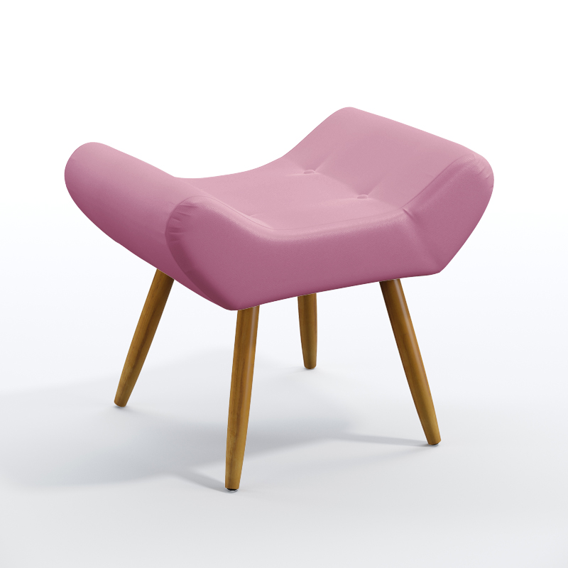 Puff Estofado Polar Para Sala de Estar Sued Rosê Aradecor