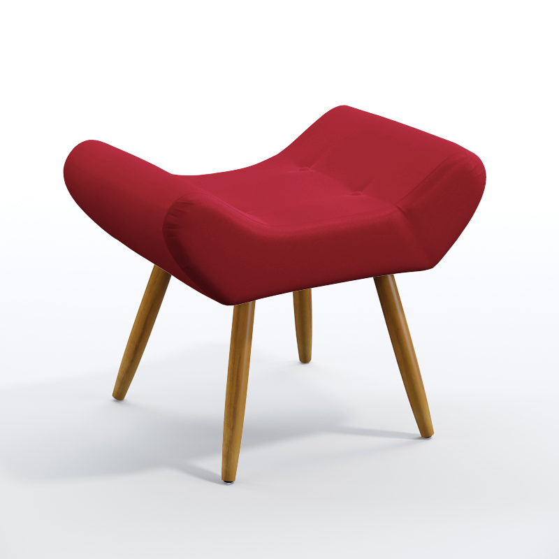 Puff Estofado Polar Para Sala de Estar Sued Vermelho Aradecor