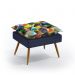 Puff Lunar Sued Estampado Colorido e Azul Marinho Aradecor