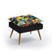 Puff Lunar Suede Estampado Laranja e Preto Aradecor
