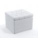 Puff Quasar Com Capitonê Para Sala de Estar Couro Artificial Branco Aradecor