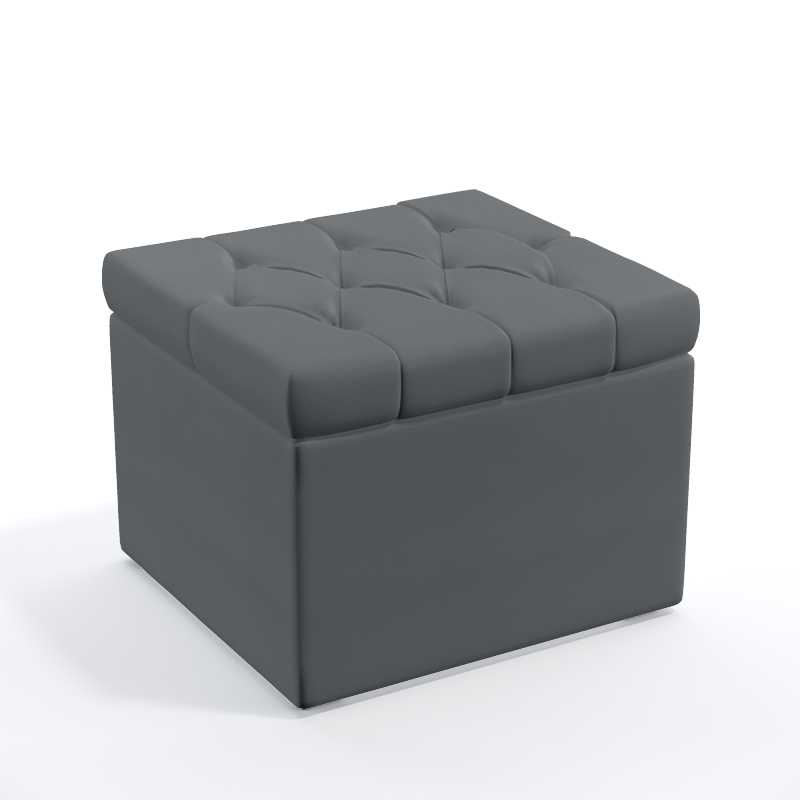 Puff Quasar Com Capitonê Para Sala de Estar Sued Cinza Aradecor