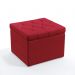 Puff Quasar Com Capitonê Para Sala de Estar Sued Vermelho Aradecor