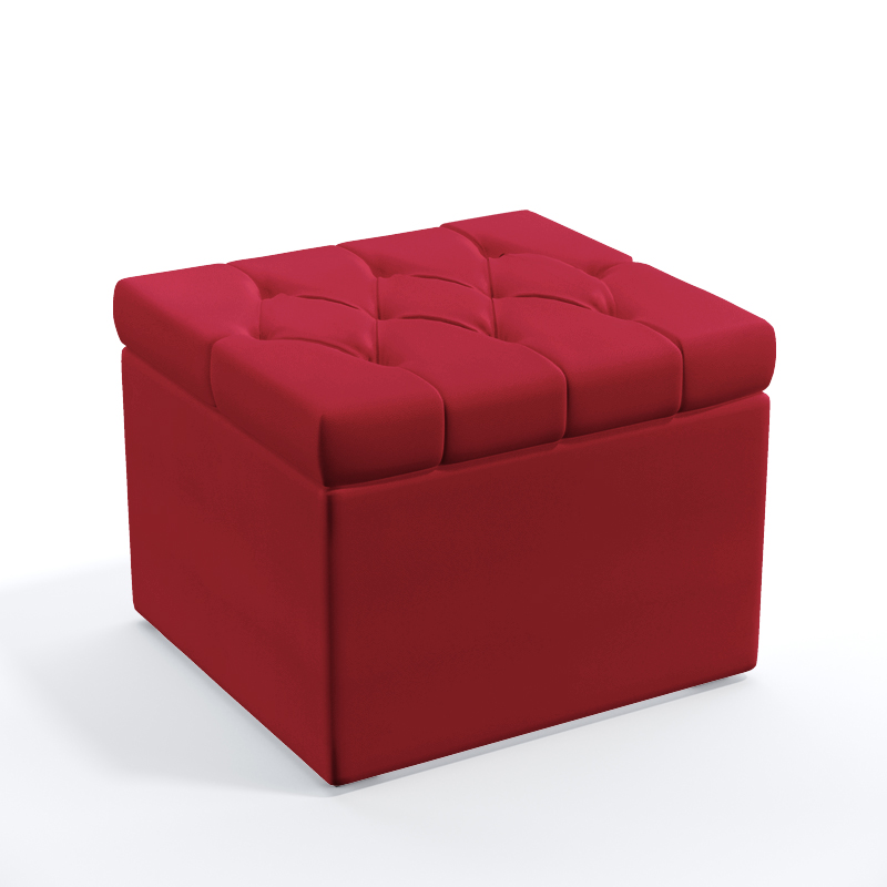 Puff Quasar Com Capitonê Para Sala de Estar Sued Vermelho Aradecor
