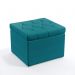 Puff Quasar Com Capitonê Suede Azul Turquesa Aradecor