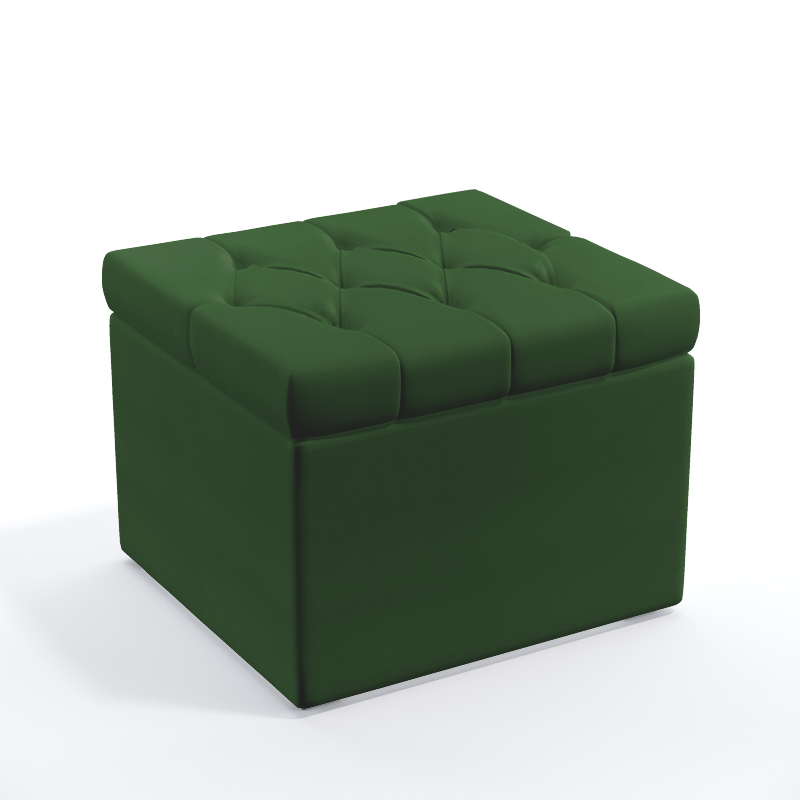Puff Quasar Com Capitonê Suede Verde Aradecor