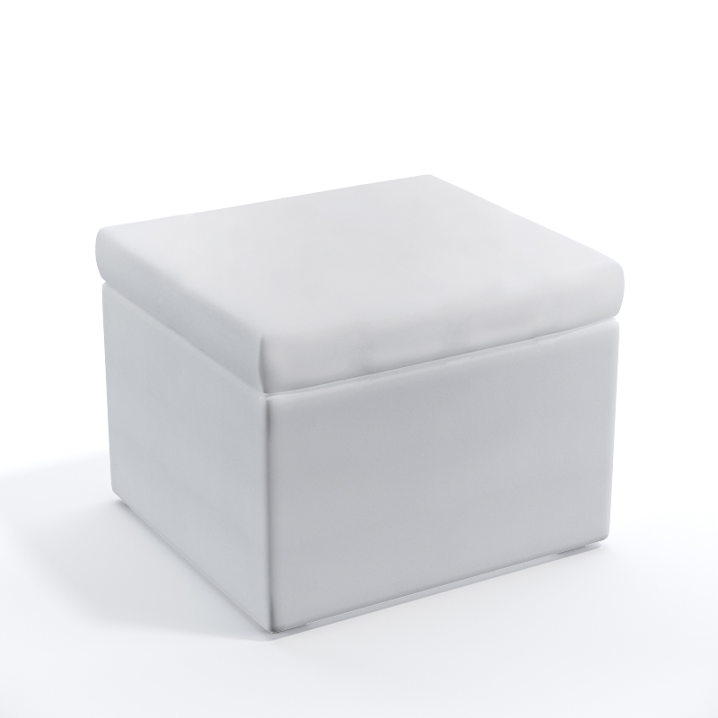 Puff Quasar Para Sala de Estar Couro Artificial Branco Aradecor