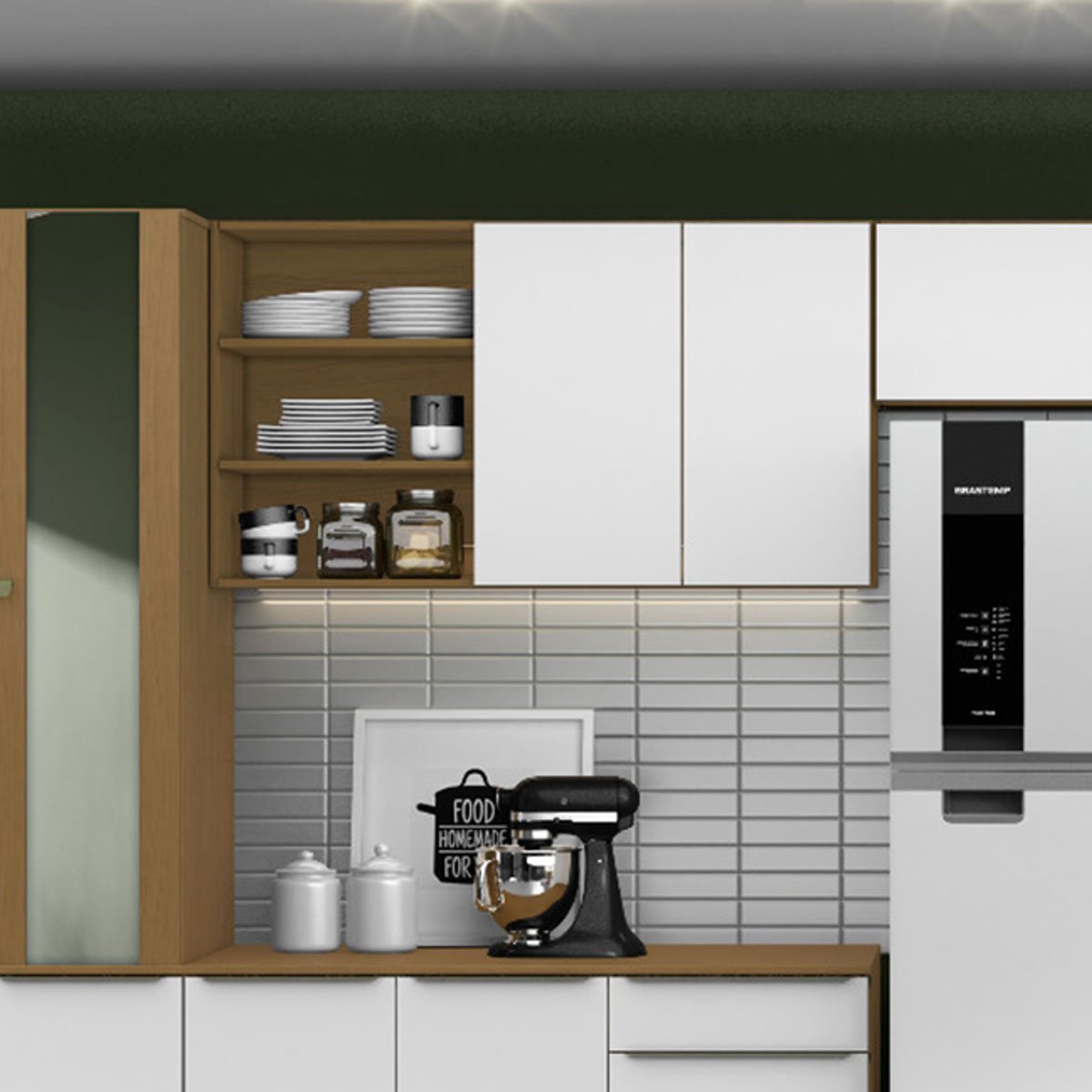 Armário Aéreo 100% MDF 2 Portas com Nicho 120cm Luna Atacama/Branco