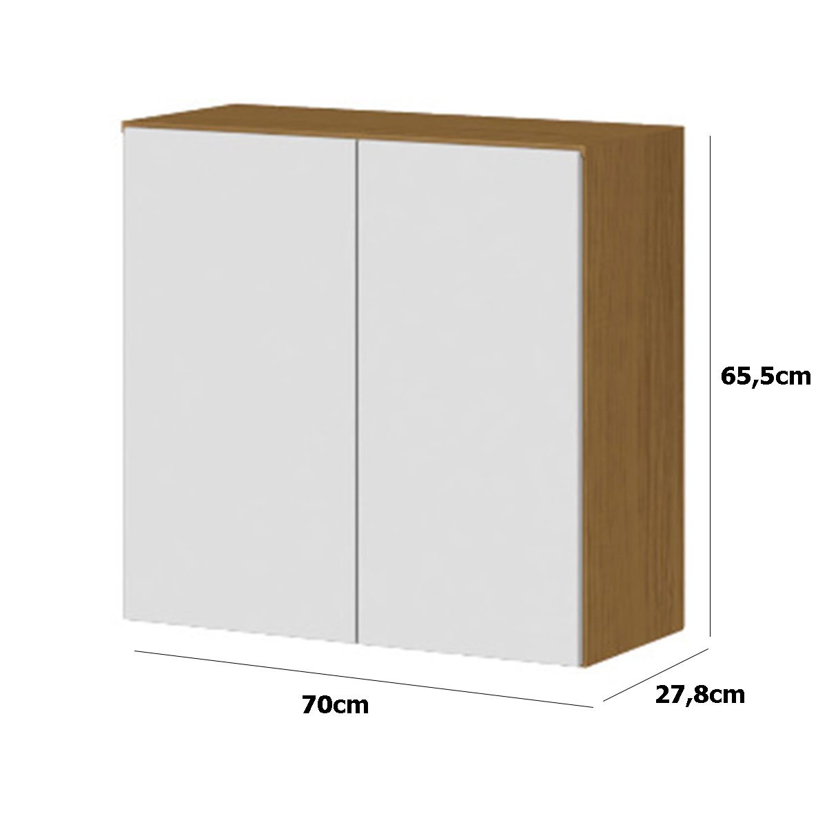 Armário Aéreo 70cm 2 Portas 100% MDF Luna Atacama/Branco