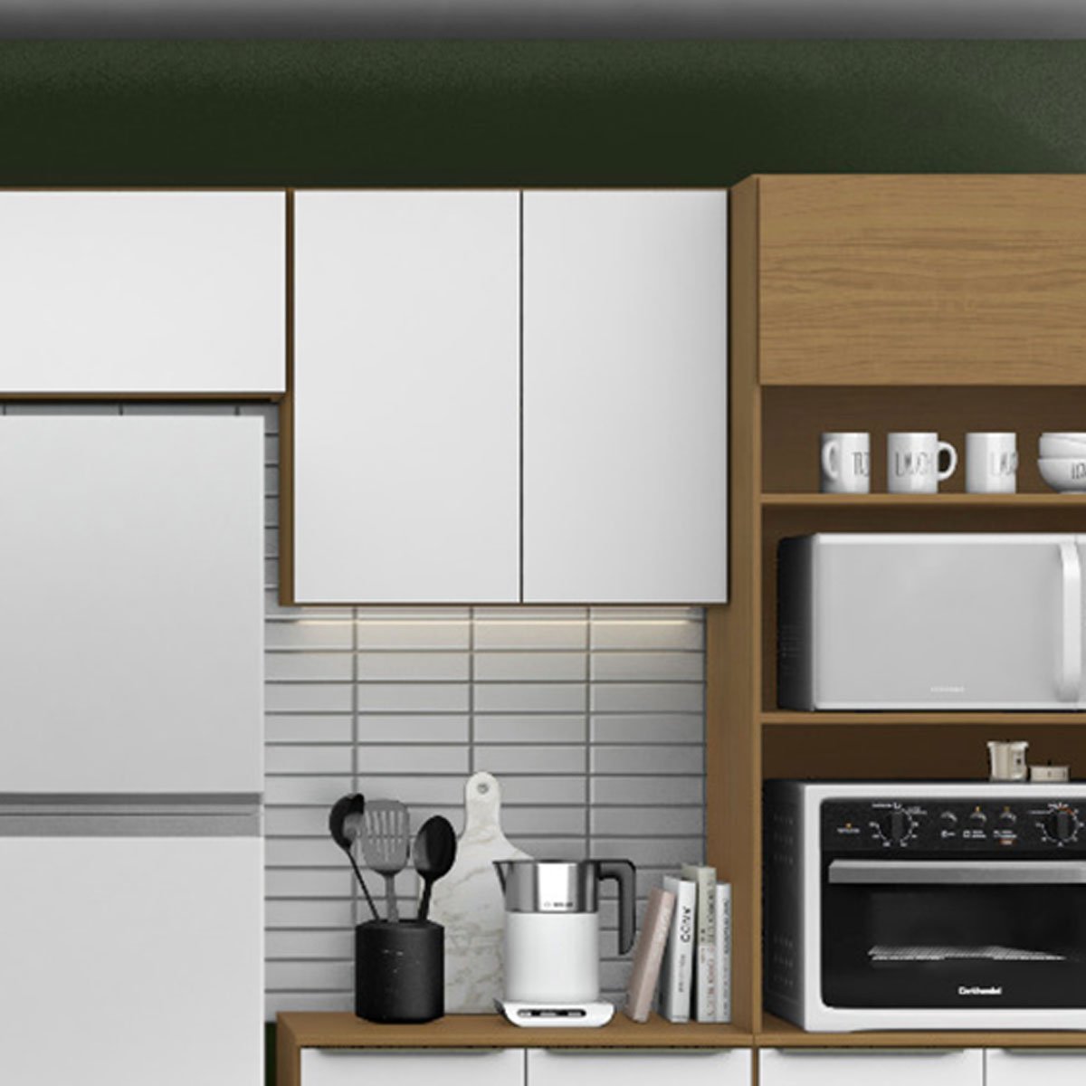 Armário Aéreo 70cm 2 Portas 100% MDF Luna Atacama/Branco