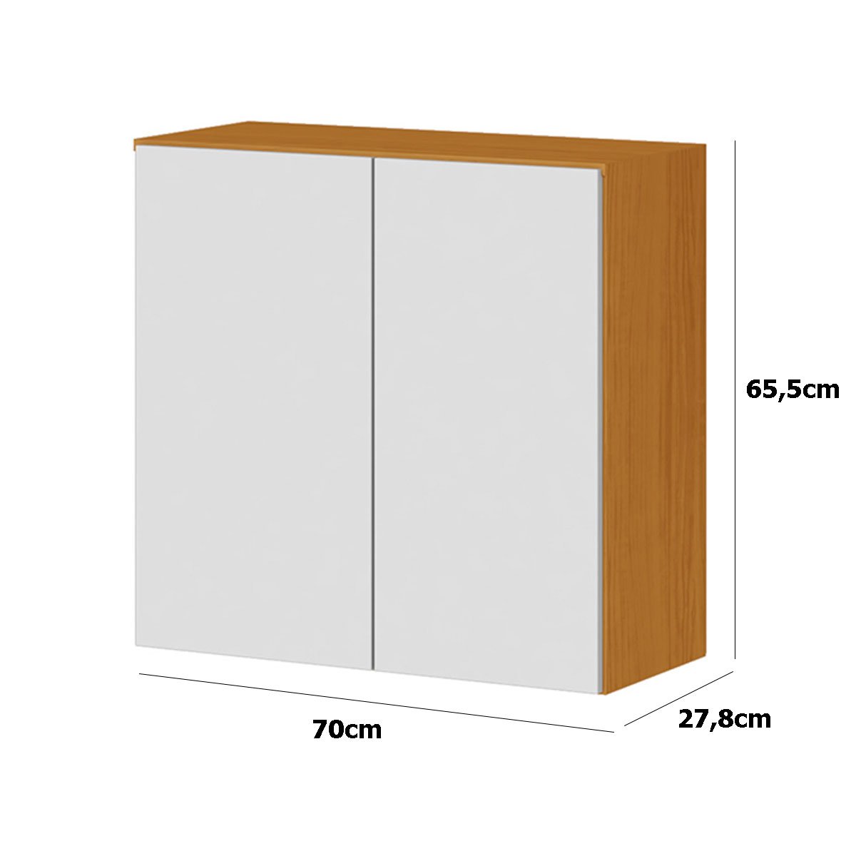 Armário Aéreo 70cm 2 Portas 100% MDF Luna Cinamomo/Branco
